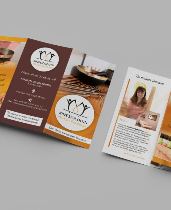 Bild Kinesiologin Marion Obersteiner Mockup Falzflyer