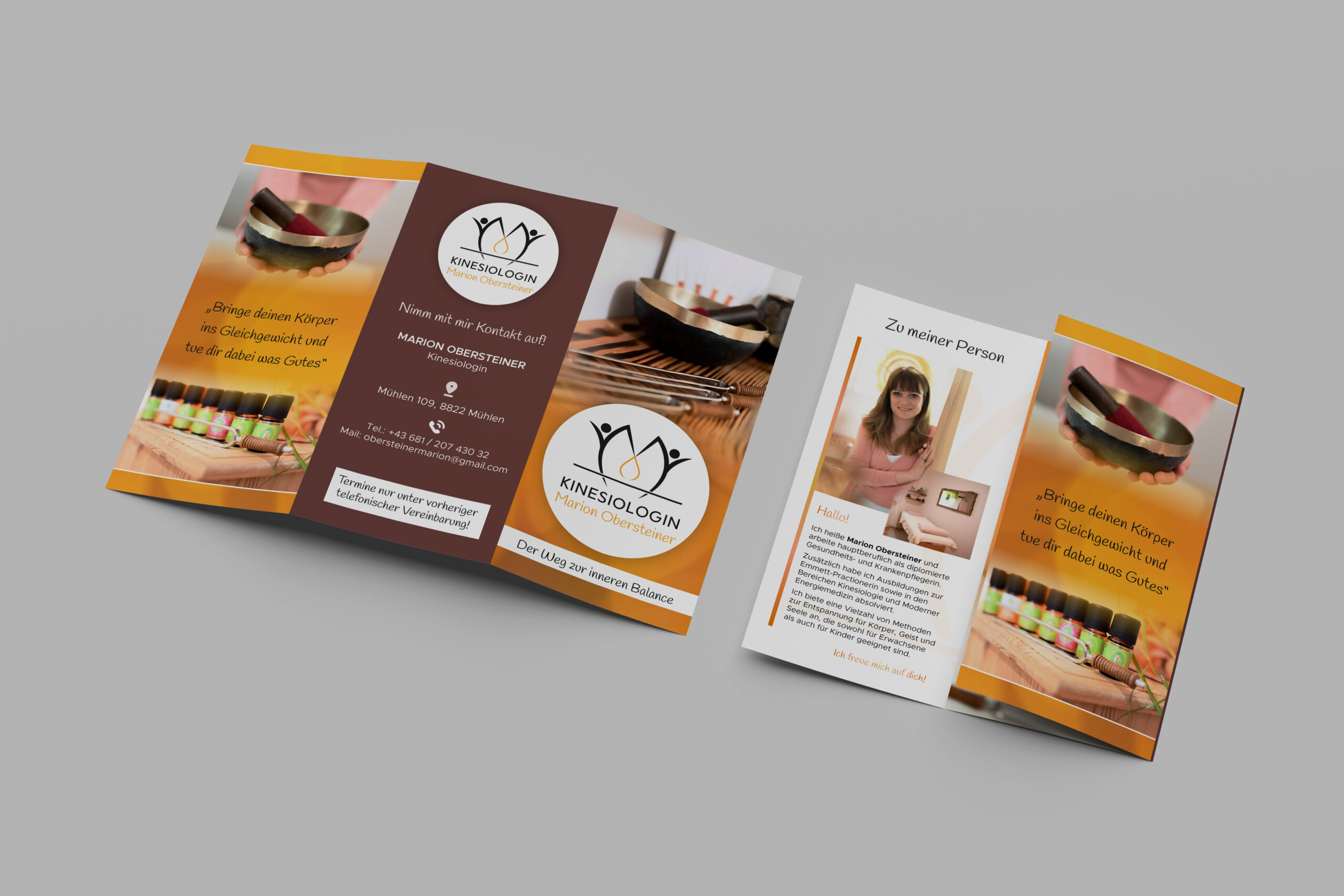 Bild Kinesiologin Marion Obersteiner Mockup Falzflyer