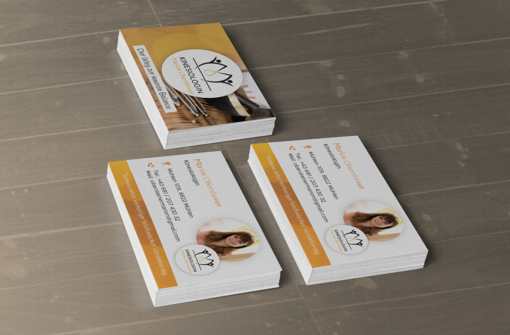 Bild Mockup Kinesiologin Marion Obersteiner Visitenkarten
